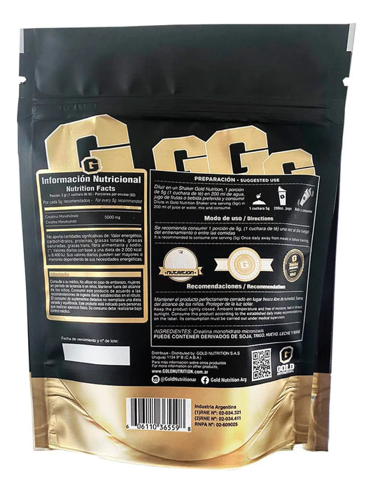 Creatina Monohidrato Gold Nutrition Creatina Micronizada Sabor Neutro 300 G