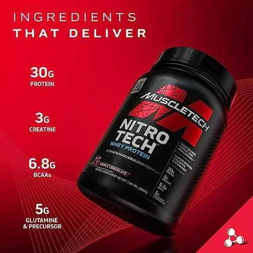 Whey Nitro Tech Gold, 1 kg, Muscletech, sabor a tarta de fresa aislada hidrolizada (fresa)