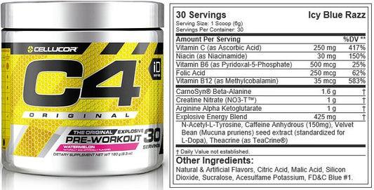 Suplemento Cellucor C4 Original Sabor Icy Blue Razz de 390g
