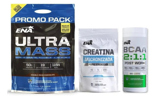 Combo Ena ganador de masa 1kg + creatina + Bcaa