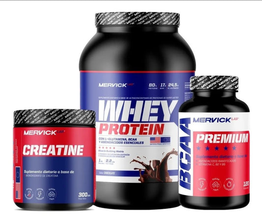 Combo mervic proteina 1kg + bcaa + creatina
